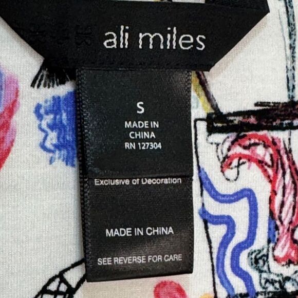 Ali Miles Button-Up Shirt Size Small Multi-Color Abstract Artsy Art Supplies - Picture 2 of 8